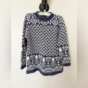 Vintage Knit Blue and White Delft Winter Snowflake Sweater
